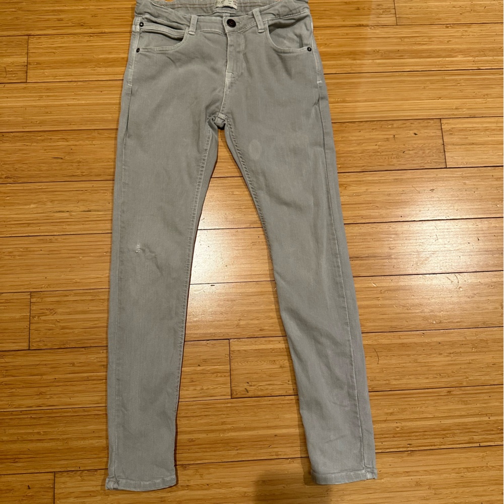 Zara Boys Skinny Jeans Grey Washed Adjustable Waist Size 9–10Y